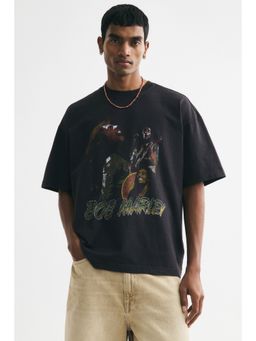 H&M - Men Black Oversized Fit T-Shirt