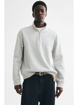 H&M - Men Grey Loose Fit Zip-Top Sweatshirt