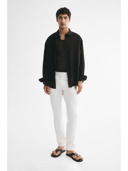 H&M - Men White Slim Fit 5-Pocket Trousers