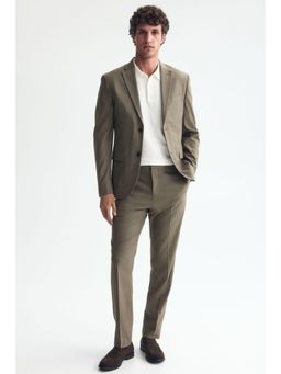 H&M - Men Beige Slim Fit Single-Breasted Blazer