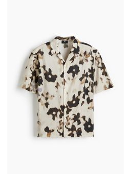 H&M - Men Beige Regular Fit Patterned Resort Shirt