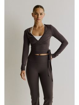 H&M - Women Brown Sports Wrap Top In Modal