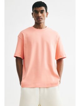 H&M - Men Pink Loose Fit Interlock T-Shirt