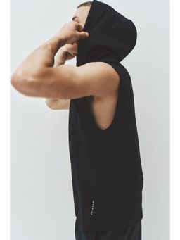 H&M MOVE - Men Black Regular Fit Sleeveless Sports Hoodie With Drymovea