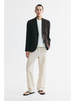 H&M - Men Beige Regular Fit Linen-Blend Trousers