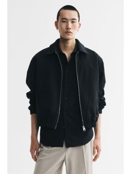 H&M - Men Black Collared Cotton Jacket