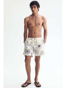 H&M - Men White Patterned Swim Shorts