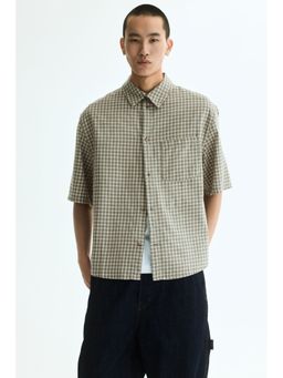 H&M - Men Green Relaxed Fit Short-sleeved cotton shirt