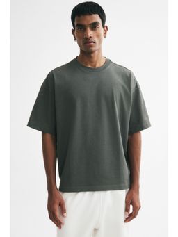H&M - Men Green Oversized Fit Cotton T-Shirt
