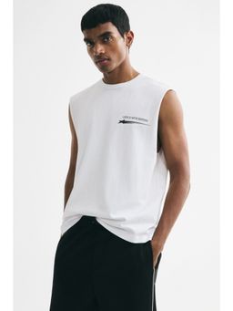 H&M - Men White Loose Fit Printed Vest Top