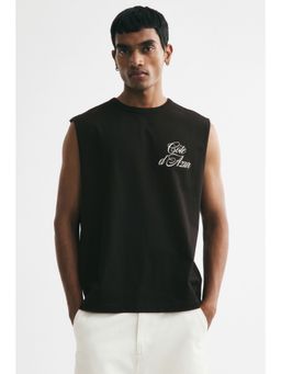 H&M - Men Black Loose Fit Printed Vest Top
