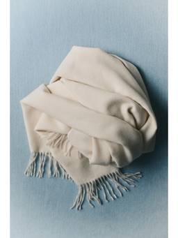 H&M - White Fringed Blanket