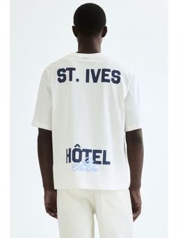 H&M - Men White Relaxed Fit Printed T-Shirt