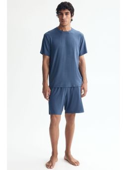 H&M - Men Blue Pyjama T-Shirt And Shorts Set
