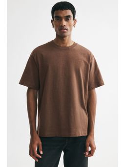 H&M - Men Brown Relaxed Fit Cotton T-Shirt