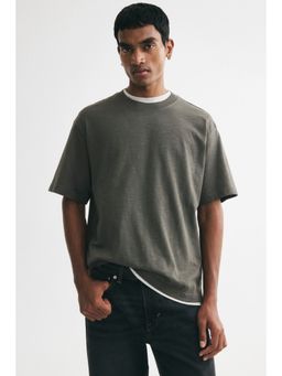 H&M - Men Green Relaxed Fit Cotton T-Shirt