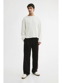 H&M - Men Brown Relaxed Fit Linen-Blend Trousers