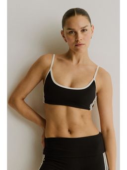 H&M - Women Black Padded Sports Crop Bra With Softmove