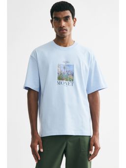 H&M - Men Blue Loose Fit T-Shirt
