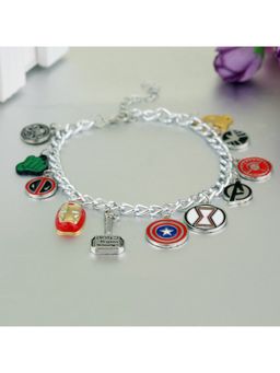 Yellow Chimes - Women Silver-Toned and Red Silver-Plated Charm Bracelet