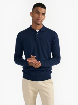 Perona - Regular Fit Wool Men Navy Blue Sweatshirt