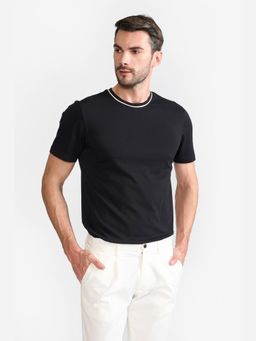 Perona - Men Black Solid Relaxed Fit T-Shirt