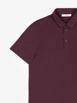 Perona - Men Wine Solid Relaxed Fit Polo T-Shirt