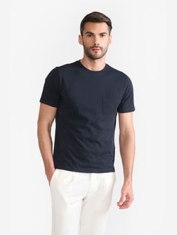 Perona - Men Navy Blue Solid Regular Fit Polo T-Shirt
