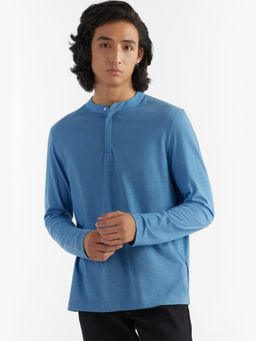Perona - Men Blue Solid Relaxed Fit T-Shirt