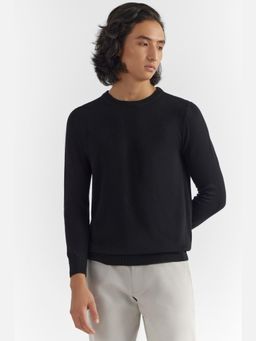 Perona - Relaxed Fit Merino Wool Men Black Sweatshirt