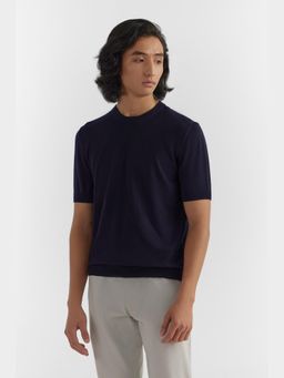 Perona - Relaxed Fit Cotton Men Navy Blue Sweatshirt