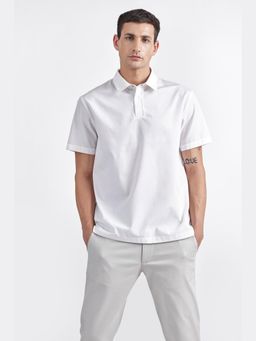 Perona - Regular Fit Cotton Men White T- Shirt