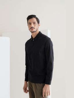 Perona - Men Black Solid Relaxed Fit Polo T-Shirt