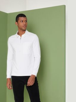 Perona - Men White Solid Relaxed Fit Polo T-Shirt
