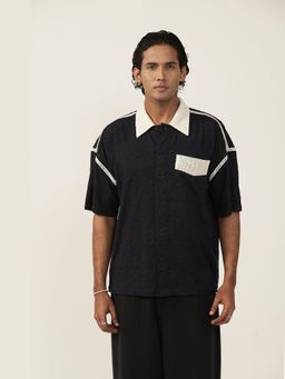 Muvazo - Midnight Black Mesh Contrast Shirt