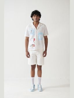 Muvazo - Blue Coastal Sketch Graphic Shirt