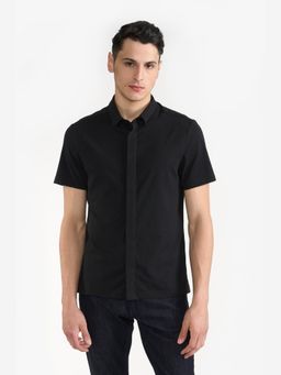 Perona - Regular Fit Pure Cotton Men Black Shirt
