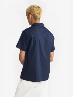 Perona - Men Navy Blue Solid Relaxed Fit Polo T-Shirt