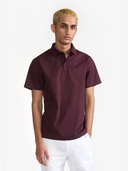 Perona - Men Maroon Solid Relaxed Fit Polo T-Shirt