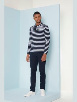 Perona - Men White Stripped Regular Fit Polo T-Shirt