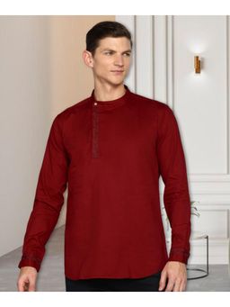 KUONS AVENUE - Men's Cotton Twill Angrakha Festive Short Kurta