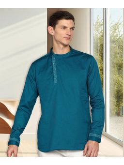 KUONS AVENUE - Men's Cotton Twill Angrakha Festive Short Kurta