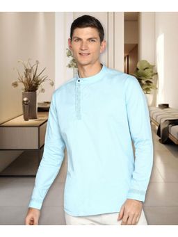 KUONS AVENUE - Men's Cotton Twill Angrakha Festive Short Kurta