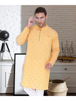KUONS AVENUE - Men's Viscose Silk Angrakha Festive Long Kurta