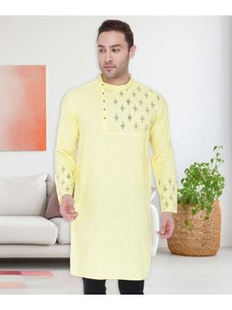 KUONS AVENUE - Men's Cotton Slub Angrakha Festive Long Kurta