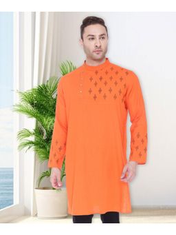 KUONS AVENUE - Men's Cotton Slub Angrakha Festive Long Kurta