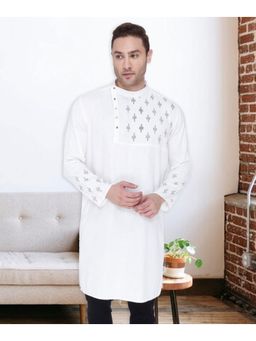 KUONS AVENUE - Men's Cotton Slub Angrakha Festive Long Kurta