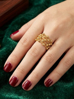 Ritu Singh - Gold Woven Mesh Open Adjustable Ring