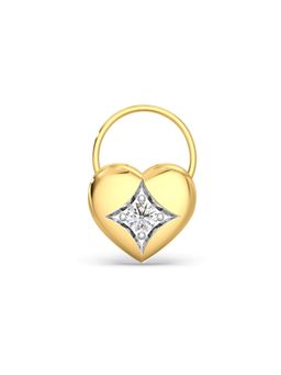 Candere by Kalyan Jewellers - 18K Yellow Gold BIS Hallmark 1 Diamond Bold Heart Nose Pin for Women