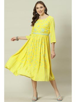 Biba - Yellow Flared Kurta